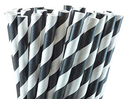 1000 Bulk Wholesale Pack Black White Drinking Straws Biodegradable Eco Paper Birthday Party Event Bistro Bar V382-BLACKSTRAW1000