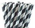 200 Pack Black White Drinking Straws Biodegradable Eco Paper Birthday Party Event Bistro Bar Cafe Take Away V382-BLACKSTRAW200
