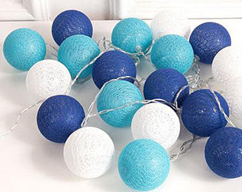 1 Set of 20 LED Blue 5cm Cotton Ball Battery Powered String Lights Christmas Gift Home Wedding Party Boys V382-BLUEBALLBATT20