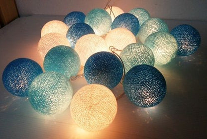1 Set of 20 LED Blue 5cm Cotton Ball Battery Powered String Lights Christmas Gift Home Wedding Party Boys V382-BLUEBALLBATT20