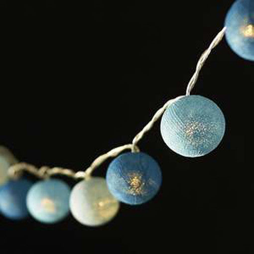1 Set of 20 LED Blue 5cm Cotton Ball Battery Powered String Lights Christmas Gift Home Wedding Party Boys V382-BLUEBALLBATT20