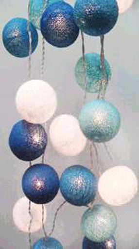 1 Set of 20 LED Blue 5cm Cotton Ball Battery Powered String Lights Christmas Gift Home Wedding Party Boys V382-BLUEBALLBATT20