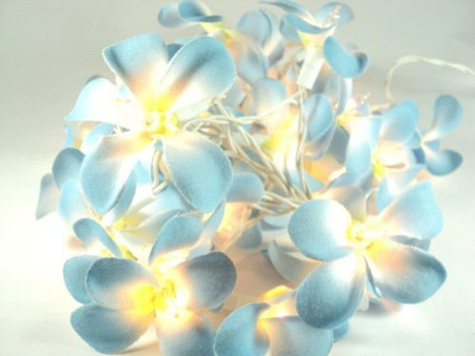 1 Set of 20 LED Tropical Blue Frangipani Flower Battery 3m String Lights Christmas Gift Home Wedding Beach V382-BLUEFRANGIBATT20