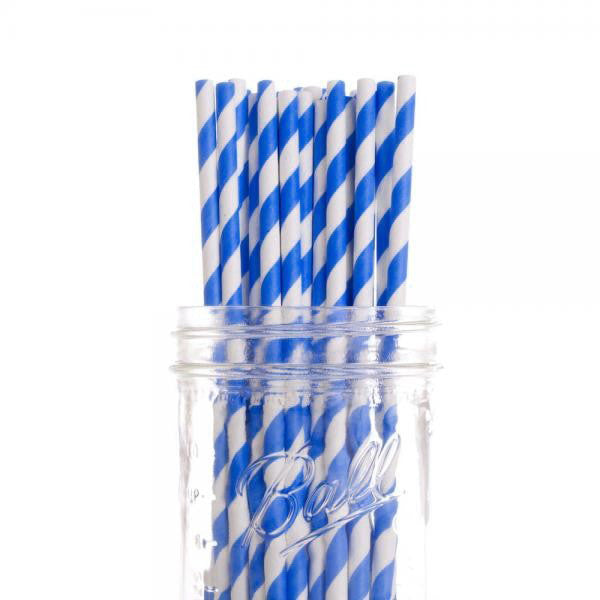 200 Pack Blue White Drinking Straws Biodegradable Eco Paper Birthday Party Event Bistro Bar Cafe Take Away V382-BLUESTRAW200
