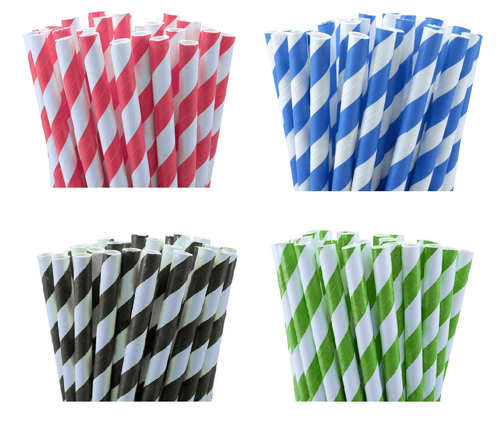 200 Pack Blue White Drinking Straws Biodegradable Eco Paper Birthday Party Event Bistro Bar Cafe Take Away V382-BLUESTRAW200