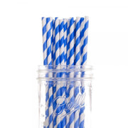 50 Pack Blue White Drinking Straws Biodegradable Eco Paper Birthday Party Event Bistro Bar Cafe Take Away V382-BLUESTRAW50