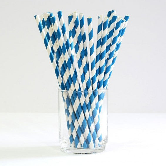 50 Pack Blue White Drinking Straws Biodegradable Eco Paper Birthday Party Event Bistro Bar Cafe Take Away V382-BLUESTRAW50