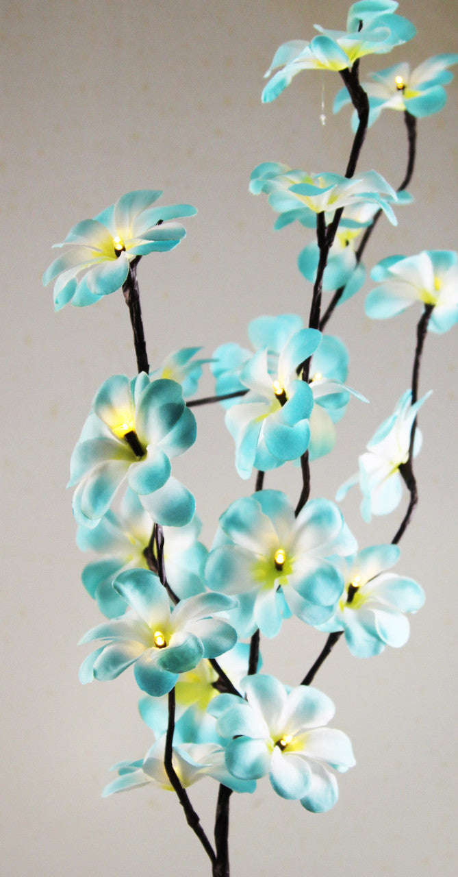1 Set of 50cm H 20 LED Blue Frangipani Tree Branch Stem Fairy Light Wedding Event Party Function Table Vase V382-BLUFRANGISTEMBATT
