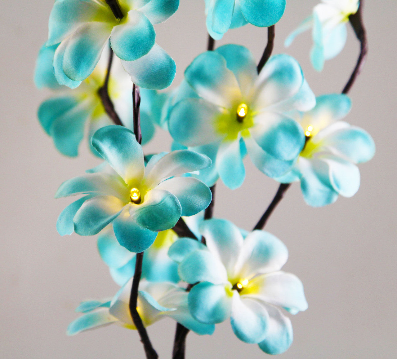 1 Set of 50cm H 20 LED Blue Frangipani Tree Branch Stem Fairy Light Wedding Event Party Function Table Vase V382-BLUFRANGISTEMBATT