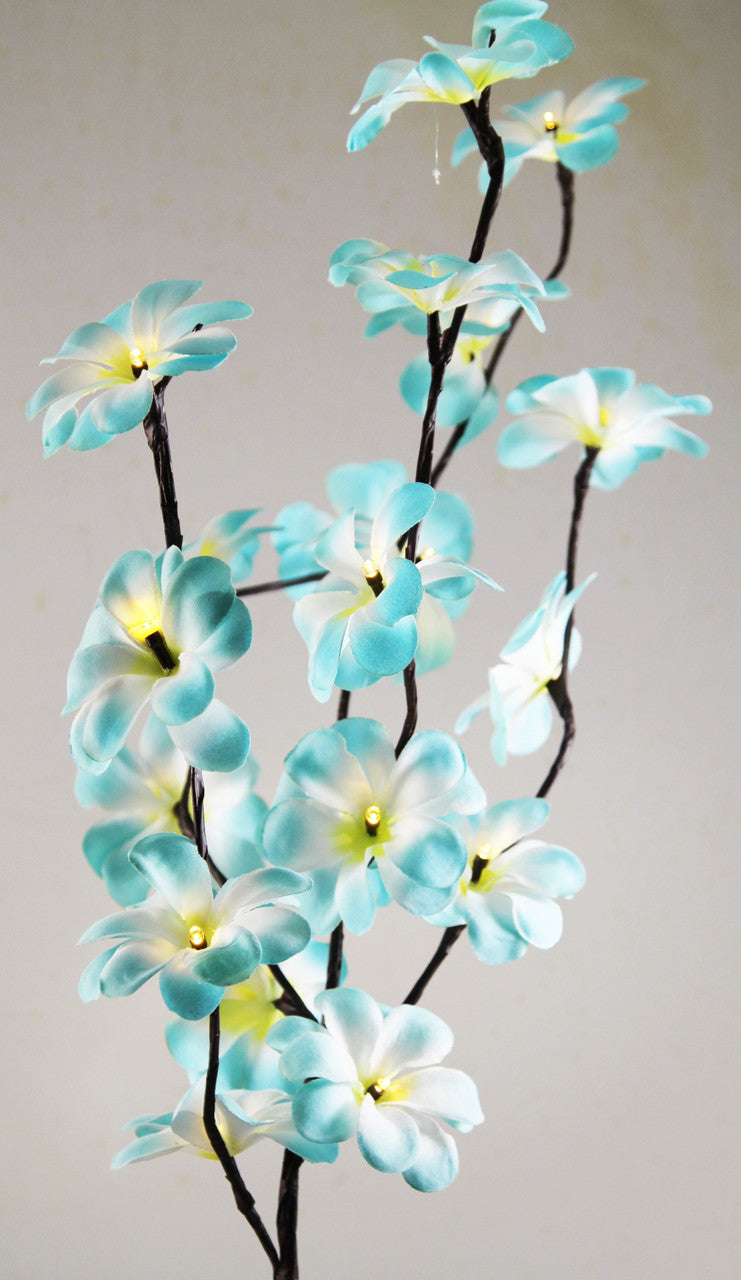 1 Set of 50cm H 20 LED Blue Frangipani Tree Branch Stem Fairy Light Wedding Event Party Function Table Vase V382-BLUFRANGISTEMBATT