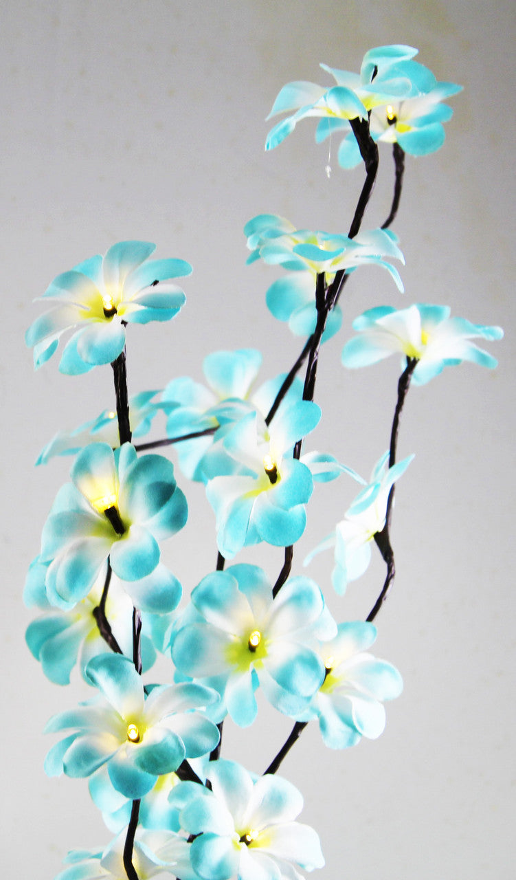 1 Set of 50cm H 20 LED Blue Frangipani Tree Branch Stem Fairy Light Wedding Event Party Function Table Vase V382-BLUFRANGISTEMBATT