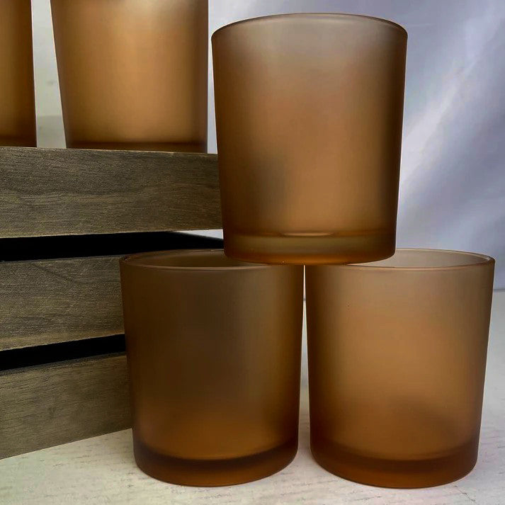 10 Pack Brown Frosted Glass Votive Tealight Candle Holders House Party Centerpiece Xmas Wedding Decor Glass V382-BROWNFHX10
