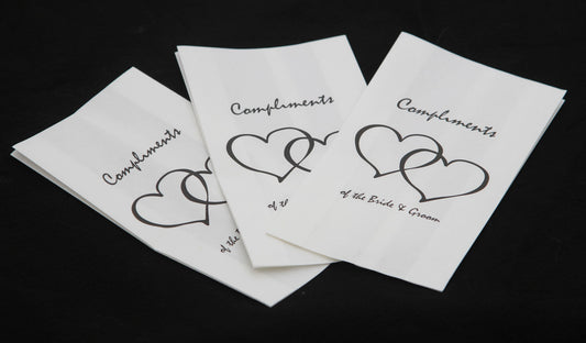 100 Pack Wedding Cake Bags Greaseproof Wax Paper Slice Take Home Favour Heart n Message V382-CAKEBAG100BBG