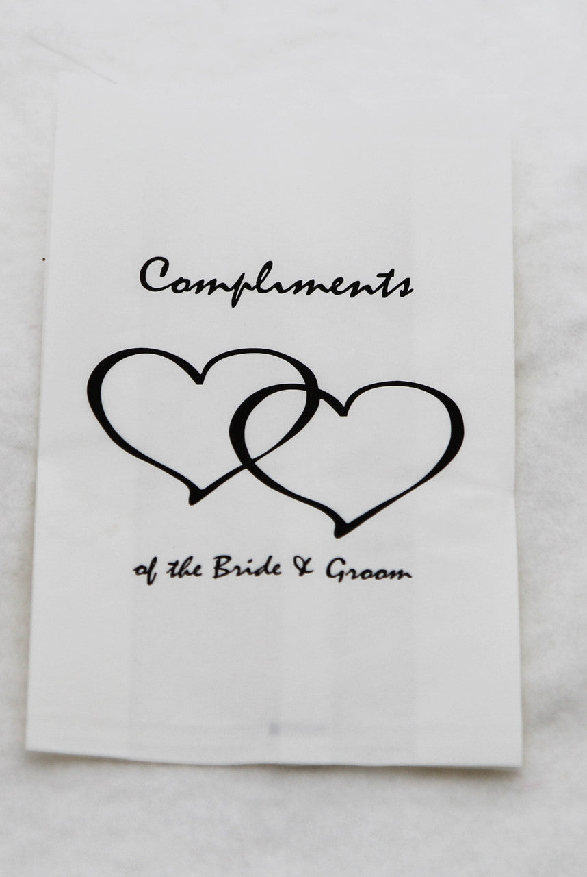 100 Pack Wedding Cake Bags Greaseproof Wax Paper Slice Take Home Favour Heart n Message V382-CAKEBAG100BBG