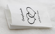 100 Pack Wedding Cake Bags Greaseproof Wax Paper Slice Take Home Favour Heart n Message V382-CAKEBAG100BBG