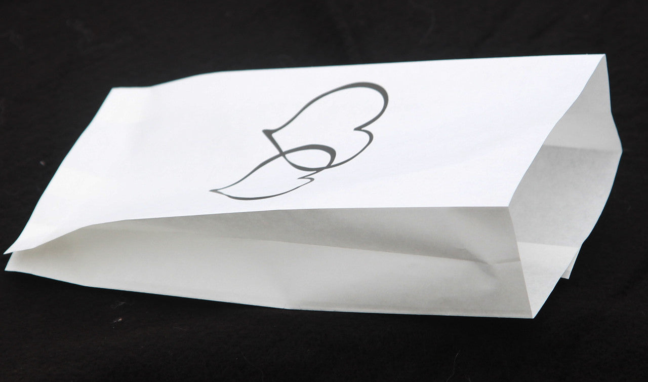 100 Pack Wedding Cake Bags Greaseproof Wax Paper Slice Take Home Favour Large Heart V382-CAKEBAG100BLKHRT