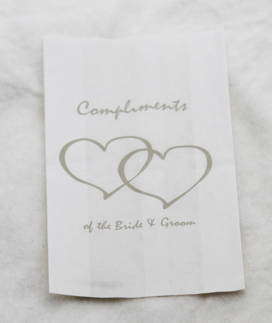 100 Pack Wedding Cake Bags Greaseproof Wax Paper Slice Take Home Favour Silver Heart n Message V382-CAKEBAG100SBG