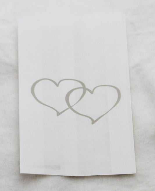 100 Pack Wedding Cake Bags Greaseproof Wax Paper Slice Take Home Favour Large Silver Heart V382-CAKEBAG100SILHRT