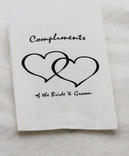 150 Pack Wedding Cake Bags Greaseproof Wax Paper Slice Take Home Favour Heart n Message V382-CAKEBAG150BBG