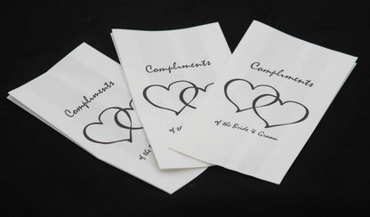 150 Pack Wedding Cake Bags Greaseproof Wax Paper Slice Take Home Favour Heart n Message V382-CAKEBAG150BBG
