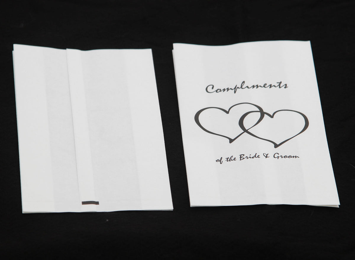 150 Pack Wedding Cake Bags Greaseproof Wax Paper Slice Take Home Favour Heart n Message V382-CAKEBAG150BBG