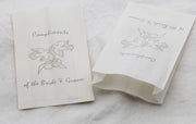150 Pack Wedding Cake Bags Greaseproof Wax Paper Slice Take Home Favour Silver Doves V382-CAKEBAG150DOVES