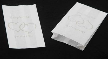 150 Pack Wedding Cake Bags Greaseproof Wax Paper Slice Take Home Favour Silver Heart n Message V382-CAKEBAG150SBG
