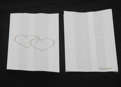 150 Pack Wedding Cake Bags Greaseproof Wax Paper Slice Take Home Favour Large Silver Heart V382-CAKEBAG150SILHRT