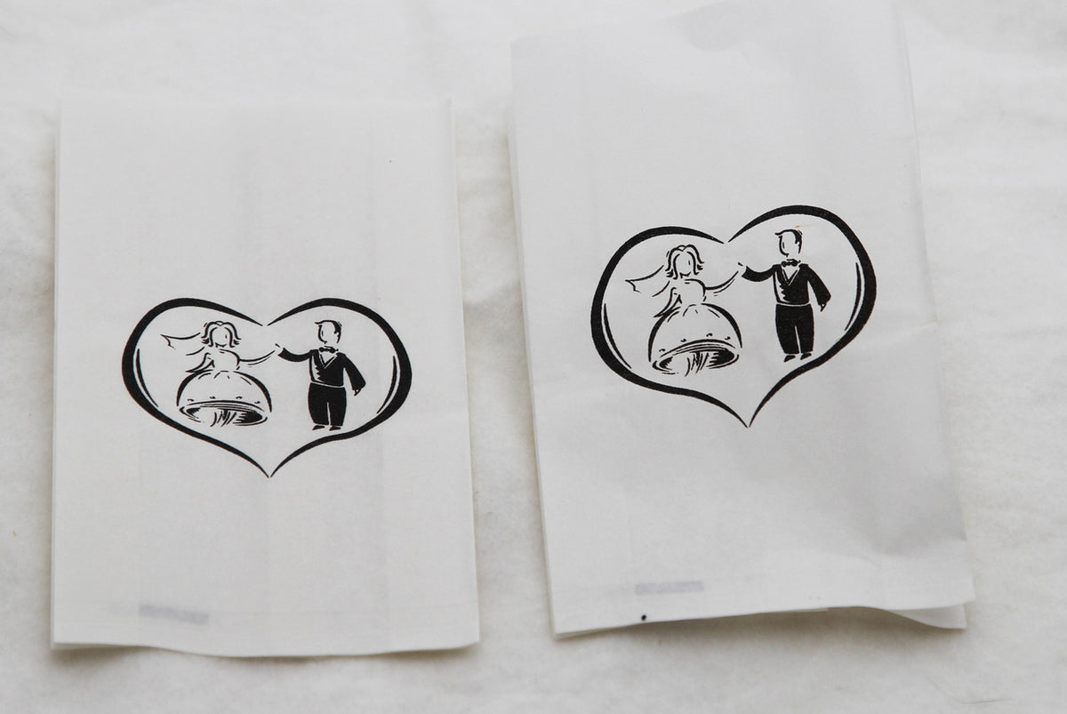 150 Pack Wedding Cake Bags Greaseproof Wax Paper Slice Take Home Favour Bride Groom in Heart V382-CAKEBAG150WALTZ