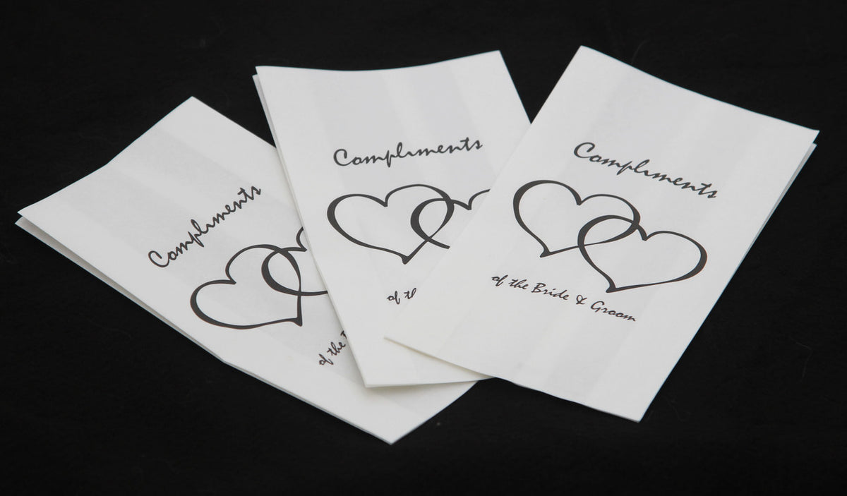 200 Pack Wedding Cake Bags Greaseproof Wax Paper Slice Take Home Favour Heart n Message V382-CAKEBAG200BBG