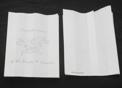 200 Pack Wedding Cake Bags Greaseproof Wax Paper Slice Take Home Favour Silver Doves V382-CAKEBAG200DOVES