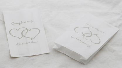 200 Pack Wedding Cake Bags Greaseproof Wax Paper Slice Take Home Favour Silver Heart n Message V382-CAKEBAG200SBG