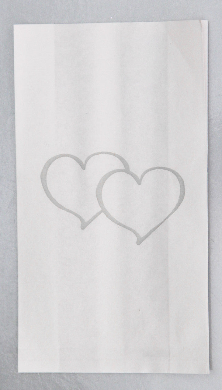 200 Pack Wedding Cake Bags Greaseproof Wax Paper Slice Take Home Favour Large Silver Heart V382-CAKEBAG200SILHRT