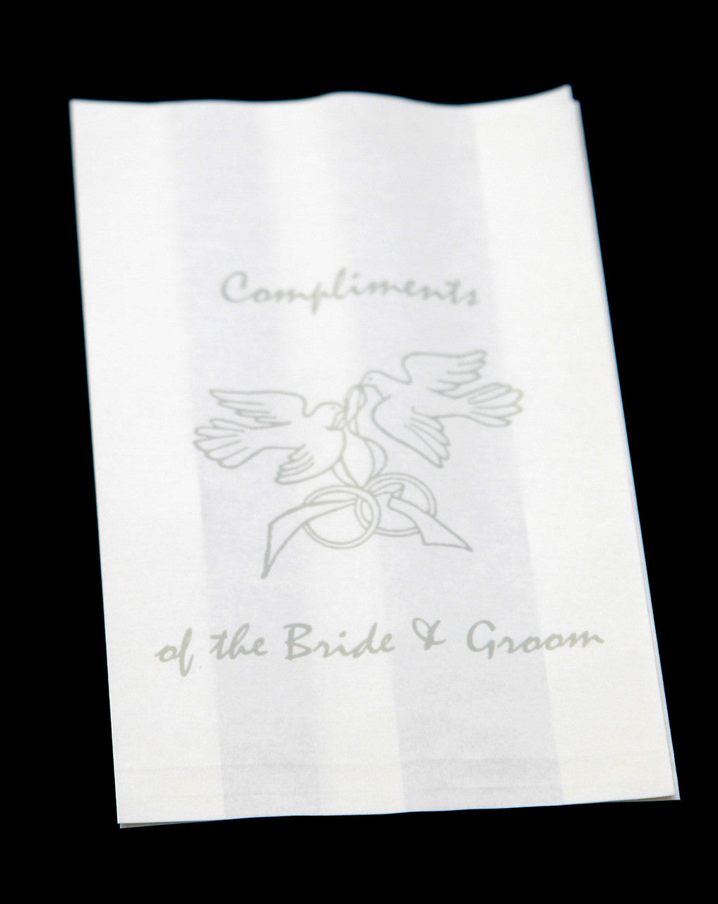 50 Pack Wedding Cake Bags Greaseproof Wax Paper Slice Take Home Favour Silver Doves V382-CAKEBAG50DOVES