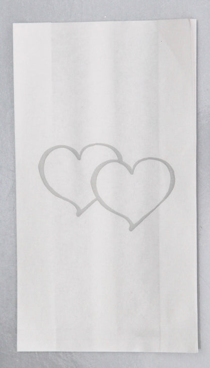 50 Pack Wedding Cake Bags Greaseproof Wax Paper Slice Take Home Favour Large Silver Heart V382-CAKEBAG50SILHRT