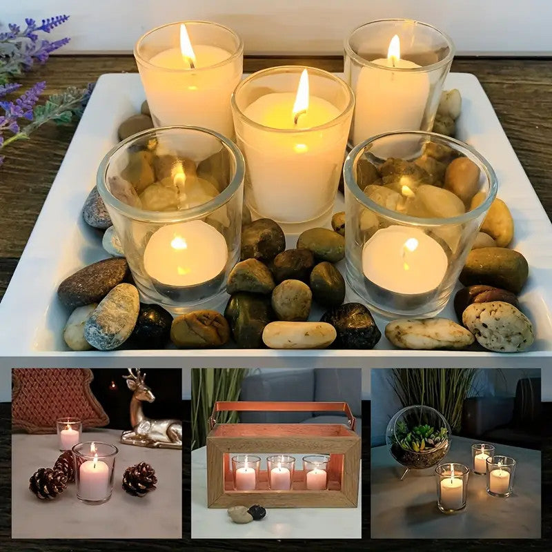 20 Pack Tealight Glass Votive Candle Holders Bulk Set Festival Decor Wedding Propose Parties Holiday and Home V382-CHX20