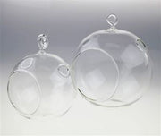 10 x Hanging Clear Glass Ball Tealight Candle Holder - 10cm Diameter / High - Wedding Globe Decoration V382-CLRBALL10CMX10