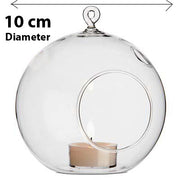 4 x Hanging Clear Glass Ball Tealight Candle Holder - 10cm Diameter / High - Wedding Globe Decoration V382-CLRBALL10CMX4