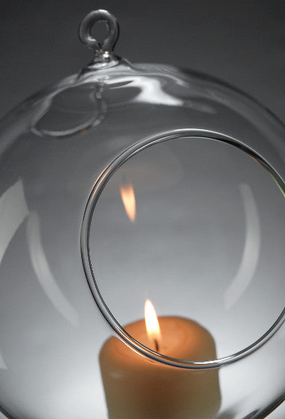 4 x Hanging Clear Glass Ball Tealight Candle Holder - 10cm Diameter / High - Wedding Globe Decoration V382-CLRBALL10CMX4