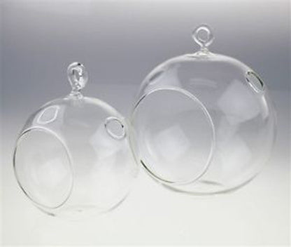50 x Wholesale Lot of Hanging Clear Glass Ball Tealight Candle Holder - 8cm Diameter / High - Wedding Globe V382-CLRBALL8CMX50