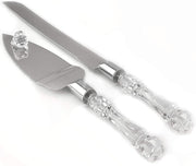 Cutting Cake Knife and Silver Blade Cake Server Set Wedding Anniversary Engagement Birthday Party Gift Boxed V382-CLRSERVERSET