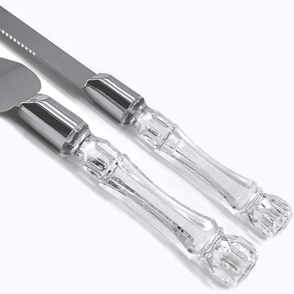 Cutting Cake Knife and Silver Blade Cake Server Set Wedding Anniversary Engagement Birthday Party Gift Boxed V382-CLRSERVERSET
