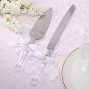 Cutting Cake Knife and Silver Blade Cake Server Set Wedding Anniversary Engagement Birthday Party Gift Boxed V382-CLRSERVERSET