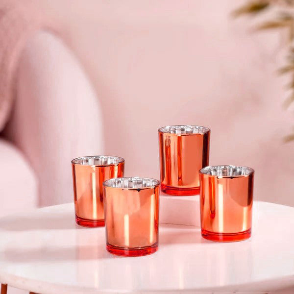 10 Pack Copper Votive Tealight Candle Holders Valentines Day Mercury Wedding Decor Glass Candlestick Party V382-COPPERS10