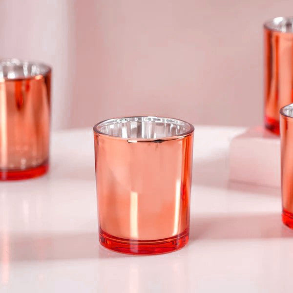10 Pack Copper Votive Tealight Candle Holders Valentines Day Mercury Wedding Decor Glass Candlestick Party V382-COPPERS10