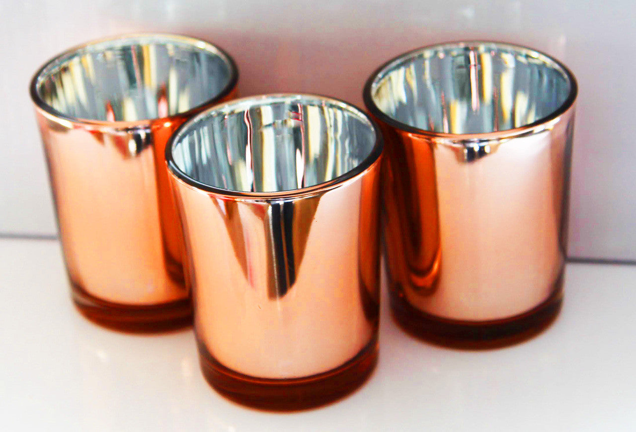 10 Pack Copper Votive Tealight Candle Holders Valentines Day Mercury Wedding Decor Glass Candlestick Party V382-COPPERS10