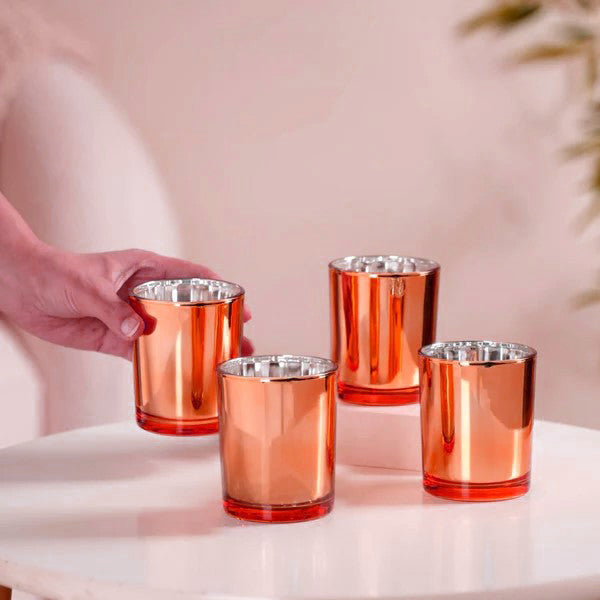 20 Pack Copper Votive Tealight Candle Holders Valentines Day Mercury Wedding Decor Glass Candlestick Party V382-COPPERS20