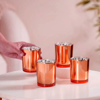 20 Pack Copper Votive Tealight Candle Holders Valentines Day Mercury Wedding Decor Glass Candlestick Party V382-COPPERS20
