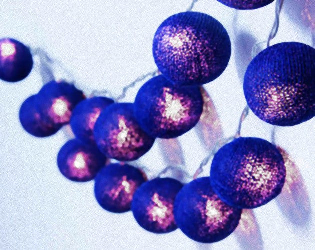 20 Ball Dark Blue 3m String Light Battery Box 5cm Cotton Ball Christmas Birthday Boy Special Occasion V382-DARKBLUEBALLBATT20