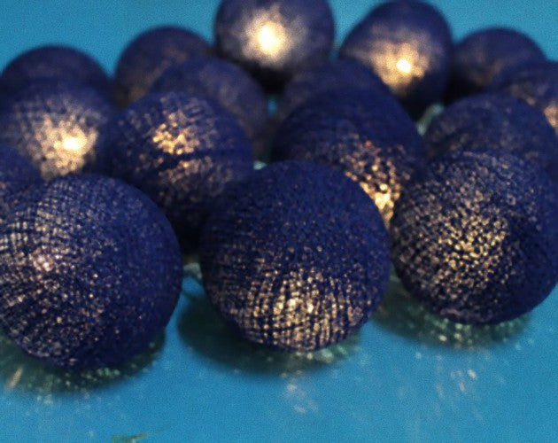 20 Ball Dark Blue 3m String Light Battery Box 5cm Cotton Ball Christmas Birthday Boy Special Occasion V382-DARKBLUEBALLBATT20